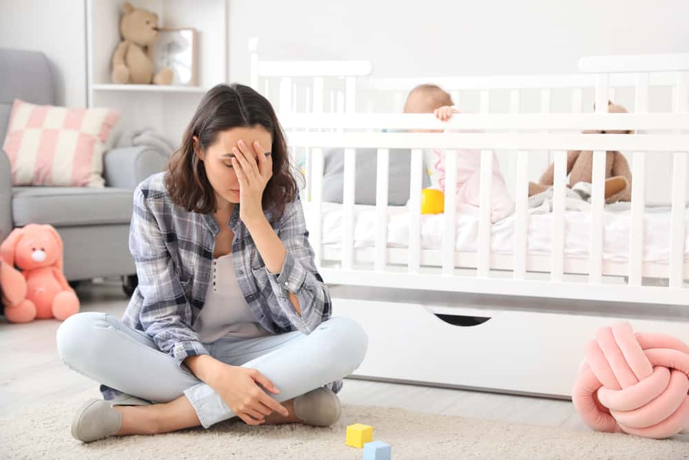 This is a close look at a woman suffering from postnatal depression.