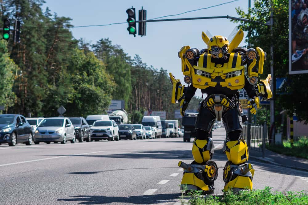 5 Amazing Toys That Are Just Like Transformers Toys 1 Bumblebee transformer model on the highway.