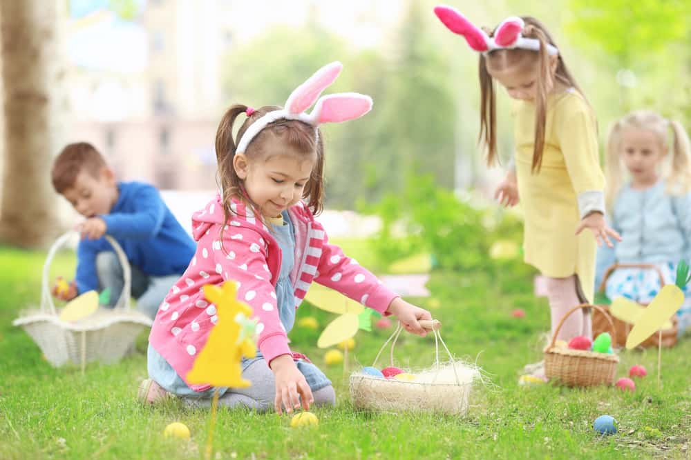 Children on an Easter egg hunt.