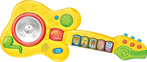 8 Best Singing Toys for Kids Who Like to Sing 2 The colorful Think Gizmos musical guitar with buttons.