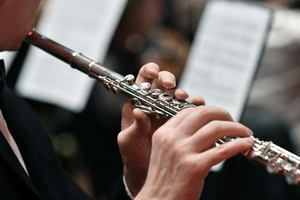 This is a concert flute being played.