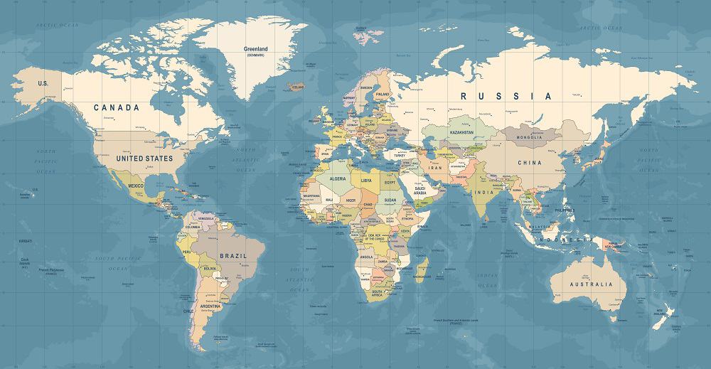 This is a map of the world with labels.