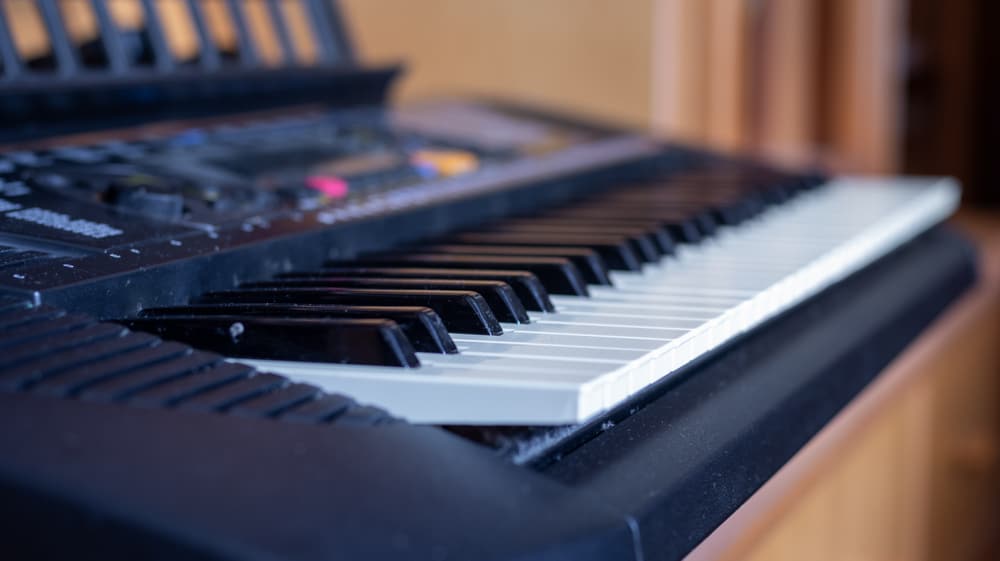 This is a close look at a black keyboard.