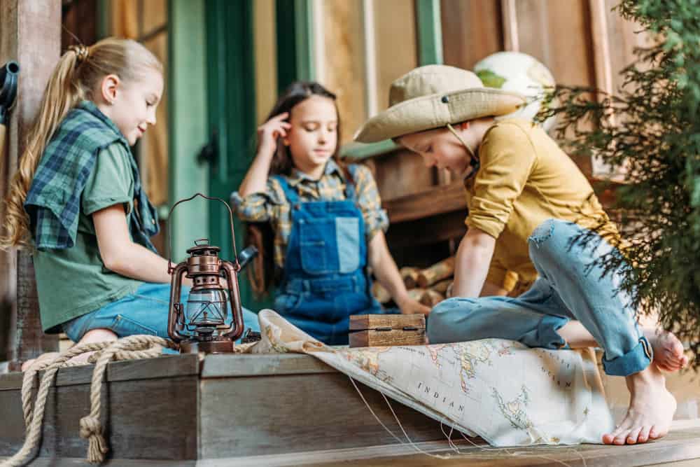 A team of kids on a treasure hunt.