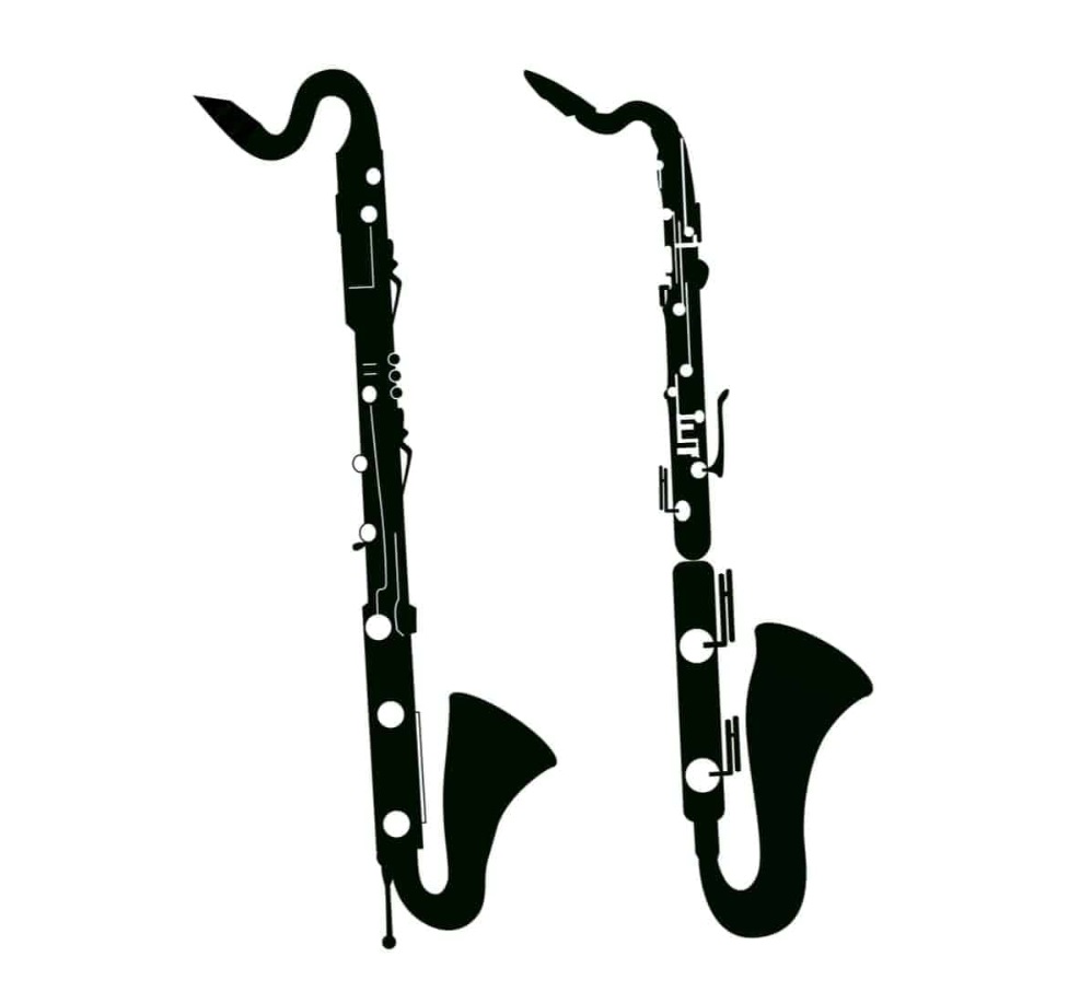 Black and white bass saxophone