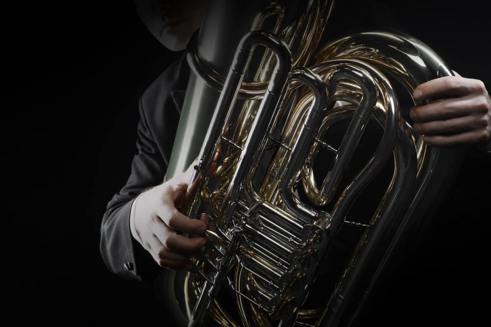 Musician holding an euphonium.