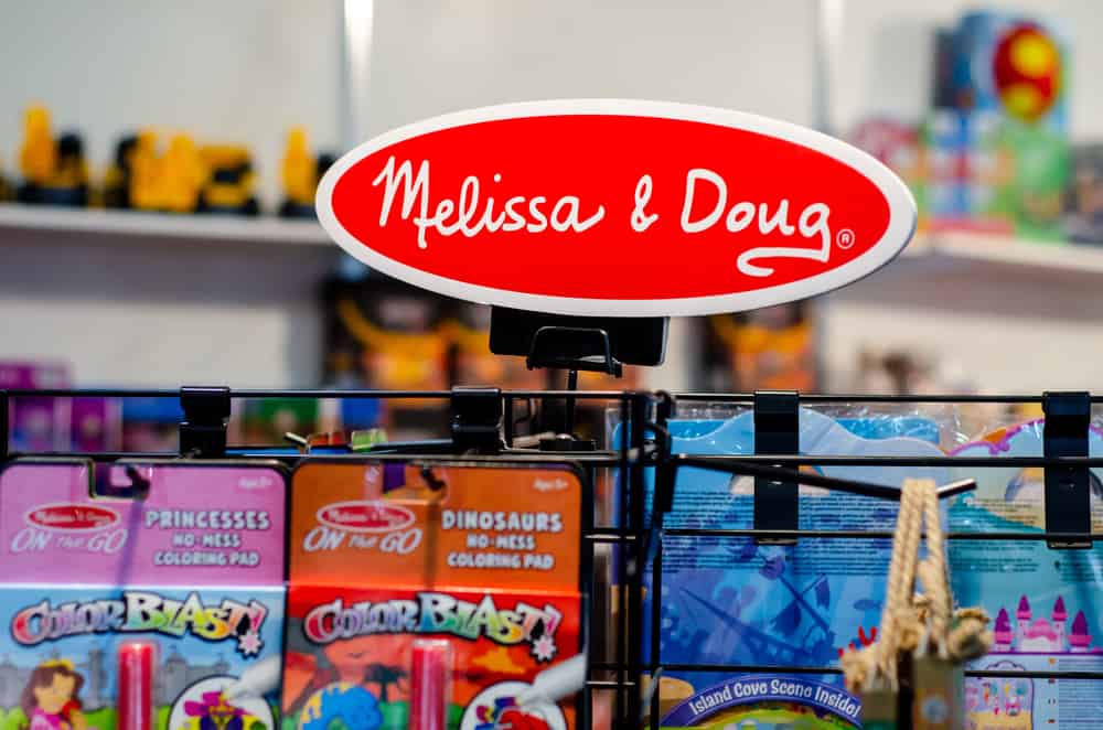 Melissa and Doug toys inside the store.