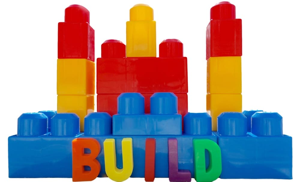 This is a close look at the colorful building blocks toys.