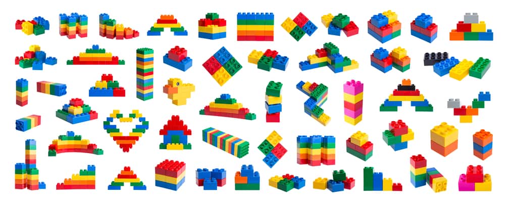 A close look at colorful pieces of Lego.
