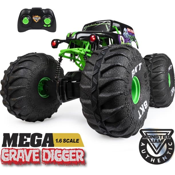 Monster Jam, Official Mega Grave Digger All-Terrain Remote Control Monster Truck with Lights, 1: 6 Scale, Kids Toys for Boys