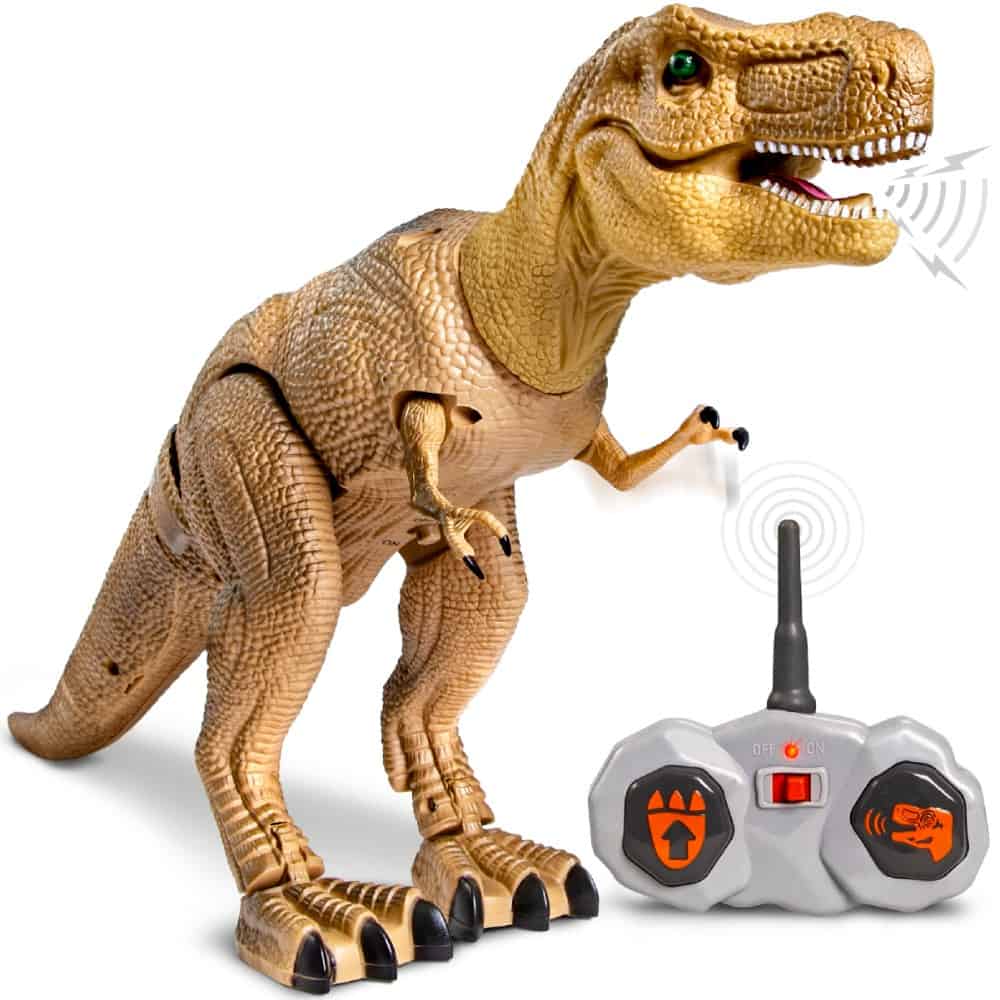 Discovery Kids Remote Control RC T Rex Dinosaur Electronic Toy Action Figure Moving & Walking Robot with Roaring Sounds & Chomping Mouth, Realistic Plastic Model, Boys & Girls 6 Years Old+