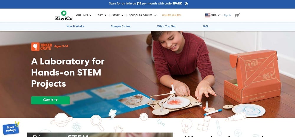 32 Perfect Gifts for 12 Year Old Boys 4 Gifts for 12 year old boys: This is a screenshot of the KiwiCo Tinker crate website.