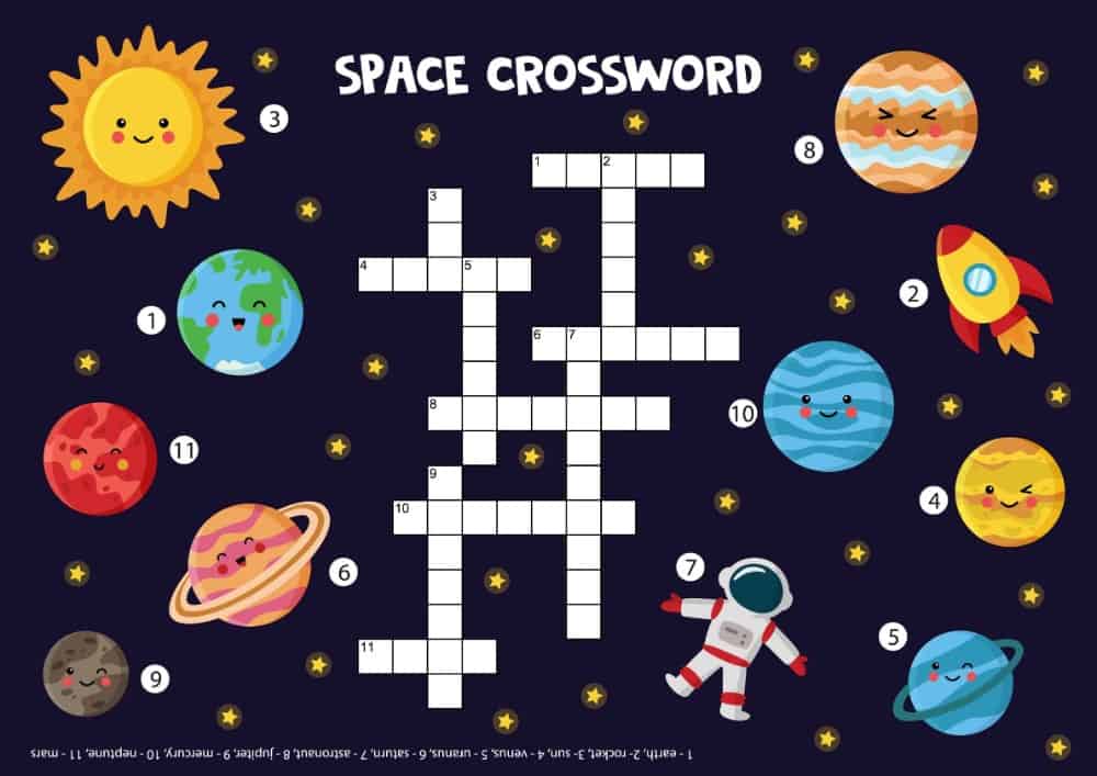 26 Popular Types of Puzzles for Kids 1 Space crossword puzzle for kids.