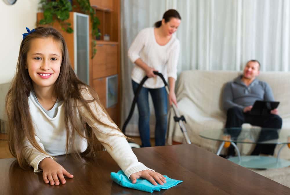 9 Best Chores for 10-12 Year Olds 5 Girl helping mother to clean the house.