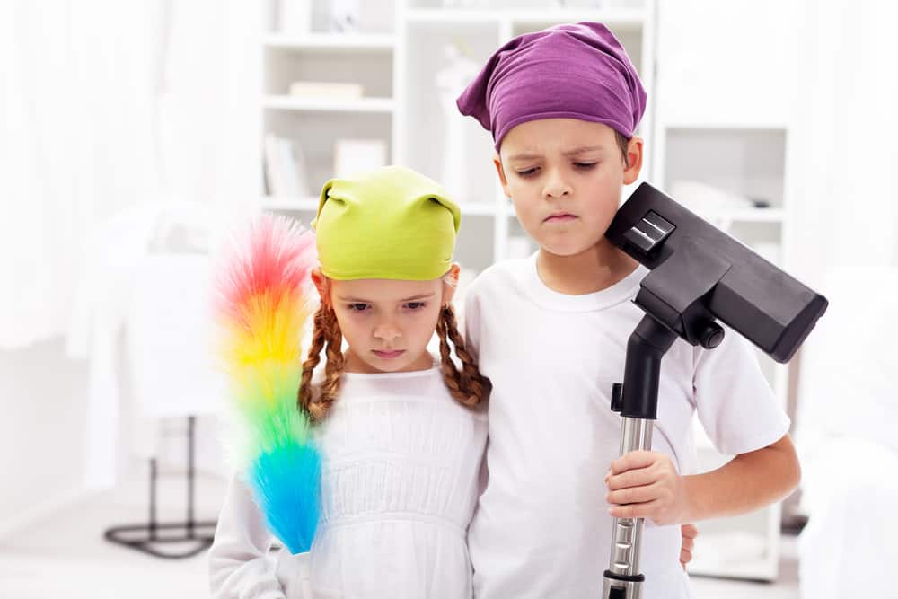 20 Best Chores for 7-9 Year Olds 20 Upset kids protesting to chores.