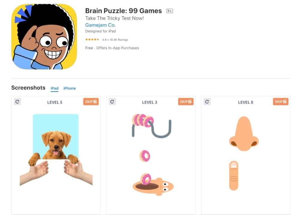 26 Popular Types of Puzzles for Kids 12 Screenshot of Brain Puzzle: 99 Games app.