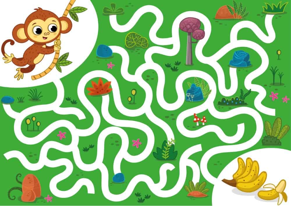 26 Popular Types of Puzzles for Kids 6 Monkey maze puzzle for kids.