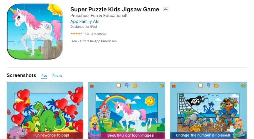 26 Popular Types of Puzzles for Kids 10 Screenshot of Super Puzzle Kids Jigsaw Game app.