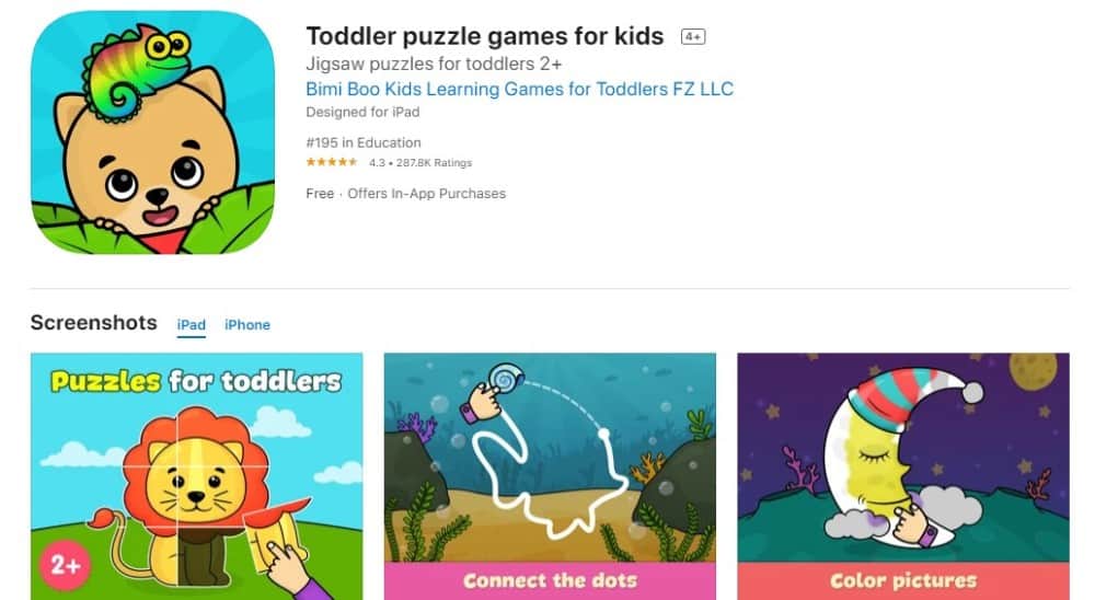 26 Popular Types of Puzzles for Kids 14 Screenshot of Toddler Puzzle Game for Kids app.