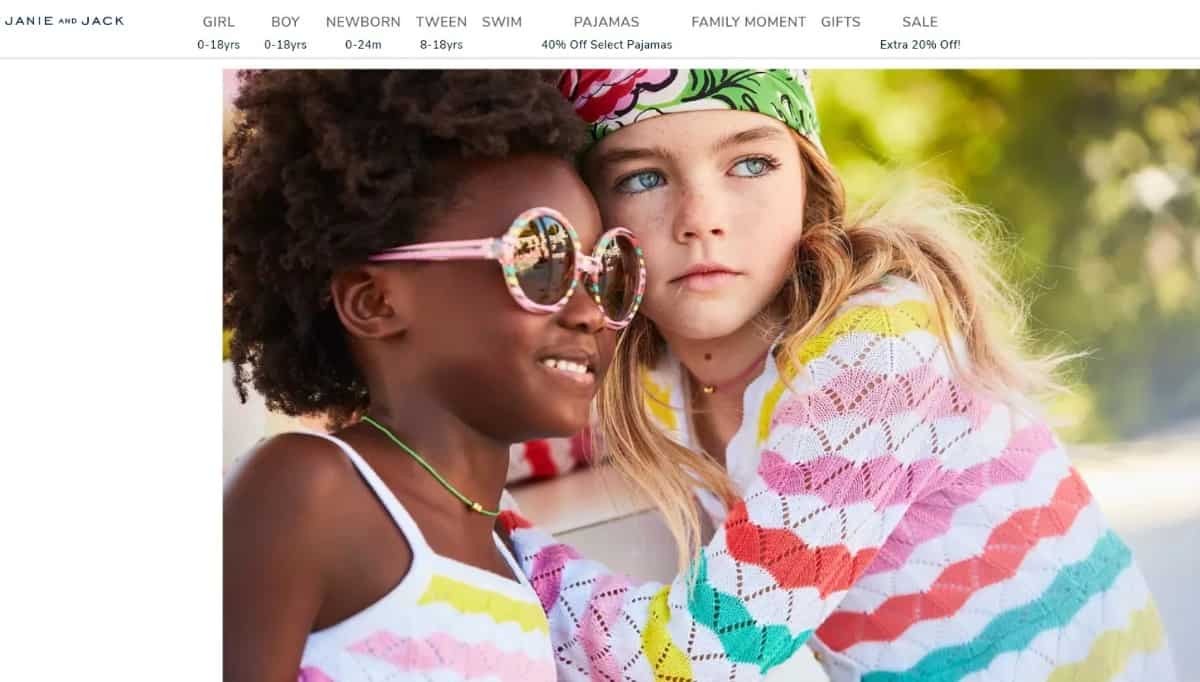 Screenshot of Janie and Jack online clothing store.