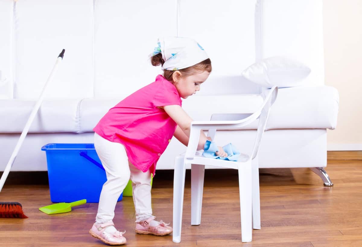 20 Best Chores for 3-4 Year Olds 2 Little girl doing house chores.