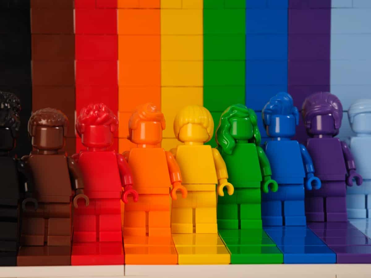 Colorful Lego monochrome minifigures