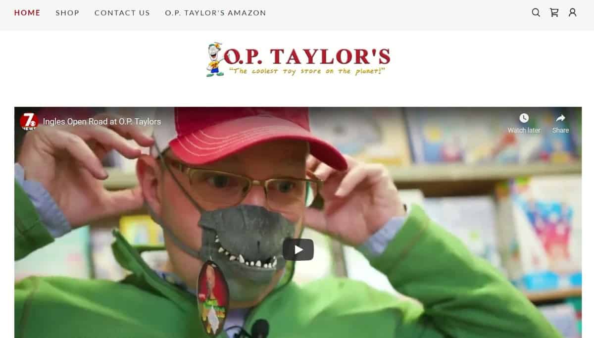 Screenshot of OP Taylor homepage.