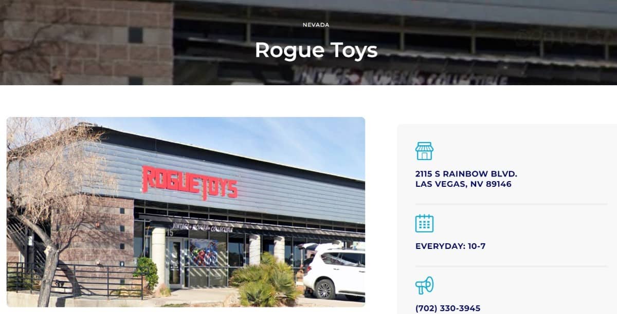 Screenshot of Rogue Toys homepage.