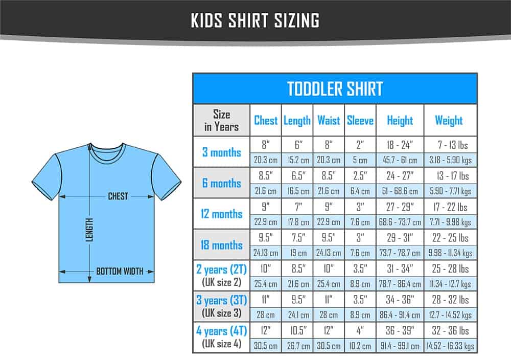Toddler shirt chart
