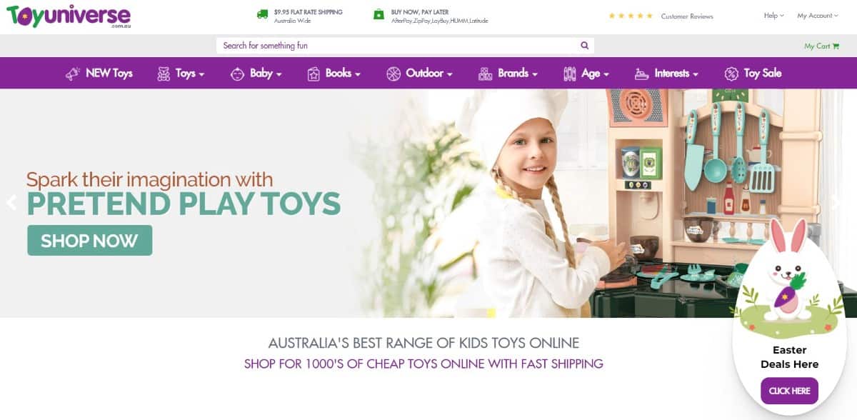 Screenshot of Toy Universe homepage.