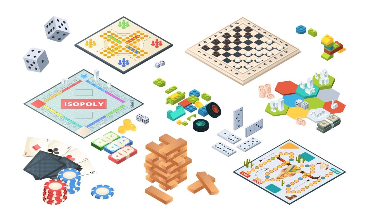 Illustration of different type of board games.