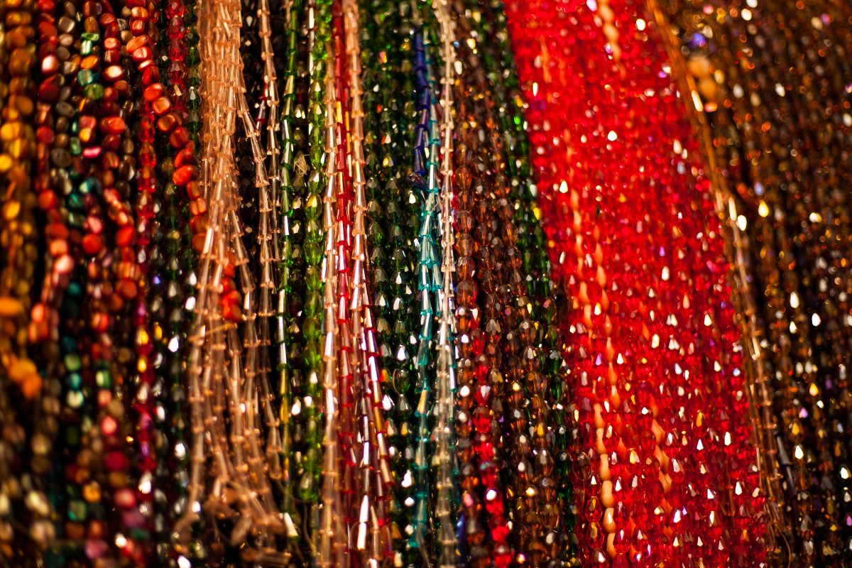 Different types of beads with colors.